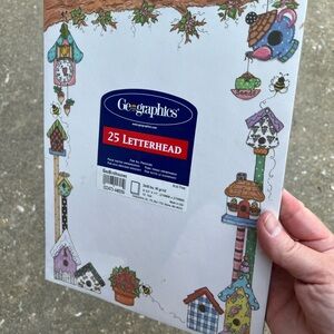 GEOGRAPHICS Letterhead Birdhouses Bees 25 Sheets Stationery 8 1/2" x 11" Paper
